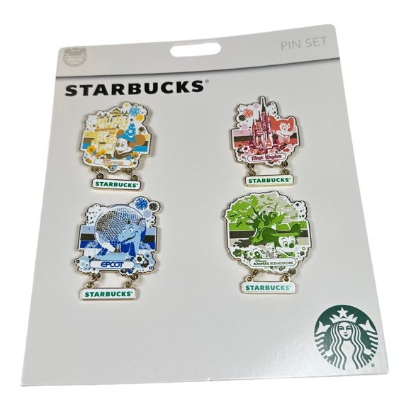 2021 Starbucks DIsney Parks Walt Disney World 50th Set of 4 Parks Pin Set - Picture 1 of 1